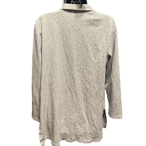 Eileen Fisher Herringbone Organic Cotton Longline Open Front Jacket Cardigan M - Picture 9 of 11